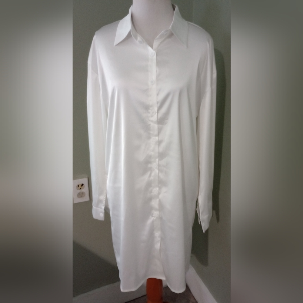 NWT Bliss Show Satin Shirt Dress M Medium